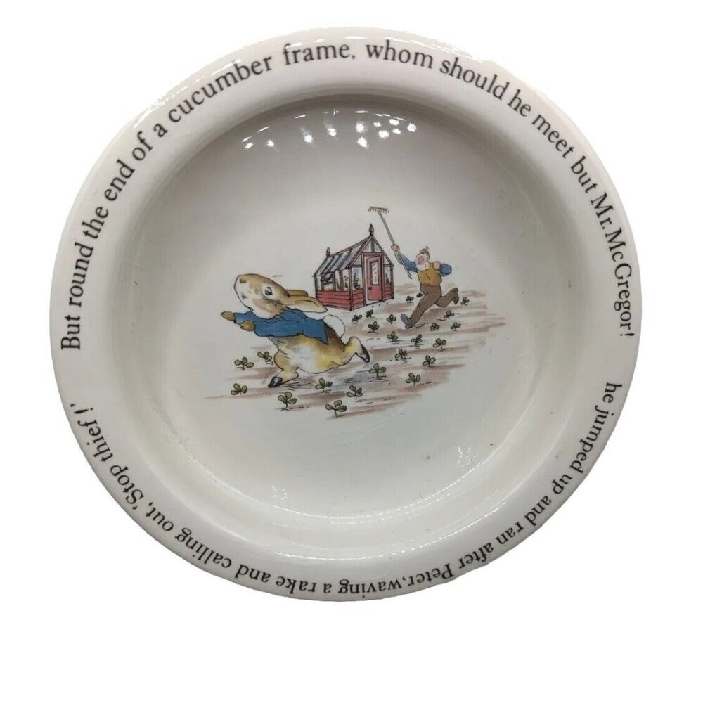 Wedgwood & Barlastin Peter Rabbit Beatrix Potter Vtg Childs Cereal Bowl Farmer